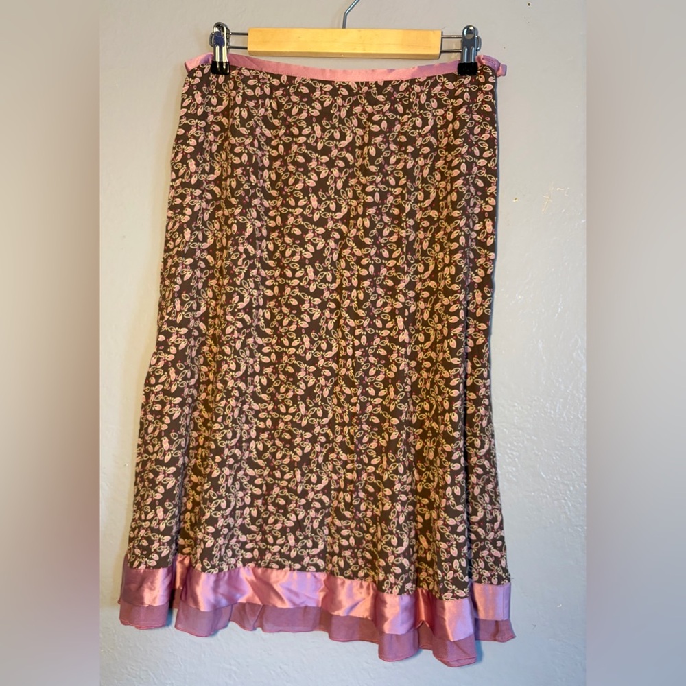 J Jill A-Line Skirt Women 8 Satin Trim Romantic Office Y2K Feminine NWT